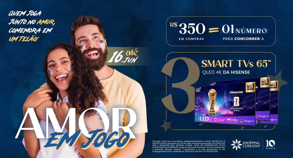  Shopping Cerrado vai sortear três TVs em campanha comemorativa ao Dia dos Namorados